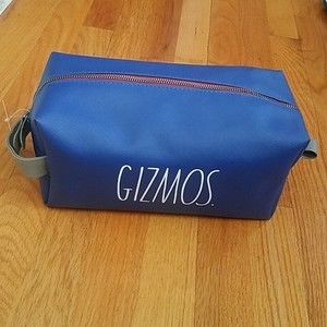 Rae Dunn "GIZMOS" Travel, Toiletry Bag  Blue gray red NWT
